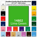 14"x14" Blank Solid Lime Green Imported 100% Cotton Handkerchief